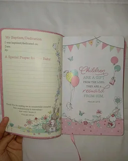 NLT Faux Leather Pink Deer Baby Dedication/Baptism Bible