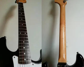 F e n d e r Squier Affinity series SSSBK Strat electric guitar SETUP NEW strings EXCELLENT condition