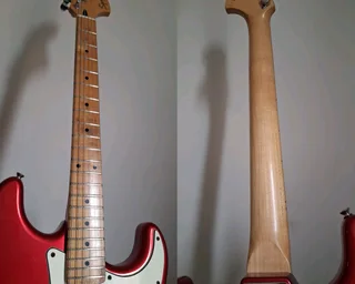 F e n d e r Squier STANDARD Series Gold logo strat guitar in Candy apple red SETUP done NEW strings