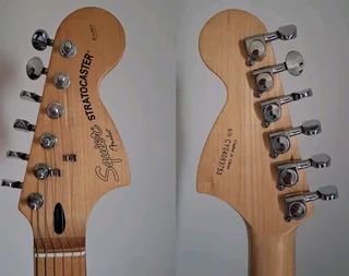 F e n d e r Squier STANDARD Series Gold logo strat guitar in Candy apple red SETUP done NEW strings