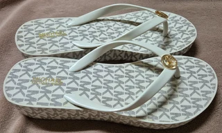 Authentic Michael Kors Signature Logo Platform Flip Flops