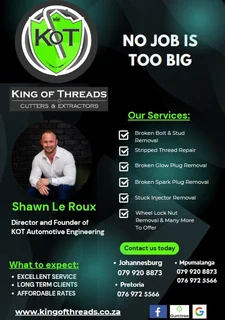 Helicoil and Insert Installations Johannesburg – King of Threads