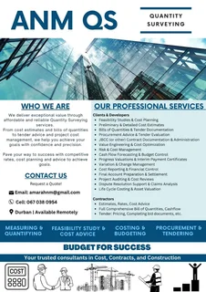Quantity Surveying Services: QS Project Measurement, Cost & Tendering etc.