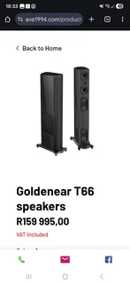 HIFI set, Amplifier Roma 37DC plus, Goldenear T66, Music streamer Node 2 as new. Paid about R270.000