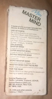 Mini MASTER MINDA GAME OF CUNNING AND LOGICAWARDED GAME OF THE YEARLE Invicto game