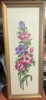 Handmade Tapestry Wall Panel in Wooden Frame