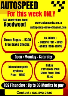 Mechanical Workshop AutoSpeed 340 Voortrekker road Goodwood. Services, Suspension work,Shocks. Etc