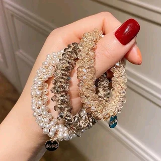 Crystal beaded hair ties - 3 pack