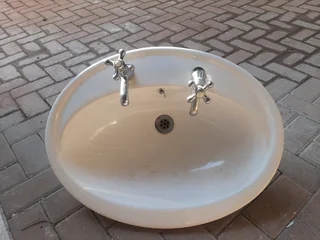 Vaal Drop In Basin includes Taps and drain trap- White