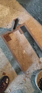 Assorted hot dip galvanised bolts, nuts, washers, channel iron, flat bar, etc.Safety harness