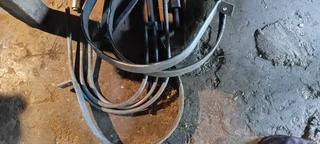 Assorted hot dip galvanised bolts, nuts, washers, channel iron, flat bar, etc.Safety harness