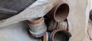 Assorted hot dip galvanised bolts, nuts, washers, channel iron, flat bar, etc.Safety harness