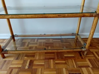 華 Vintage Rattan &amp; Glass Arch Shelf – 4-Tier Boho Display Unit (180 cm High)