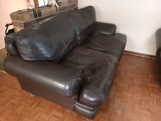 Coricroft 2 seater leather couch brown R5495