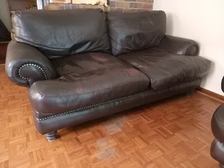Coricroft 2 seater leather couch brown R5495