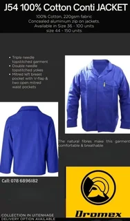 J54 100% Cotton Royal Blue  Dromex Overall Top