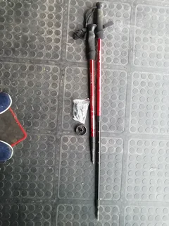 Hi-Tec Trekking Pole, Adjustable for Hiking, Walking - Red x 2