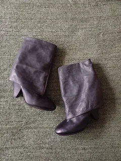 Charcoal Genuine Leather Boots From Guess
