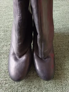 Charcoal Genuine Leather Boots from GUESS