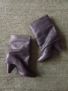 Charcoal Genuine Leather Boots from GUESS