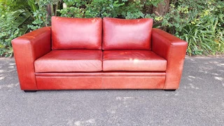 1.88 meter ELLIS Leather Couch Modern Styled Oxblood color two Seater