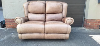 amazing cond CORICRAFT Genuine Leather Couch 2 Seater Hugenote in Kalahari Camel color 170cm