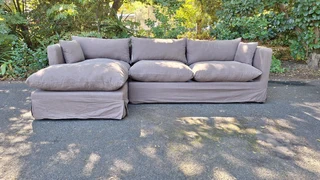 Lovely SofaWorx Caribbean Slip Cover Corner Daybed LeftHF Couch in Hazelnut Brown