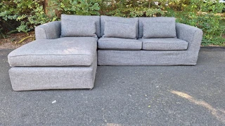 Coricraft Slip Cover L Shaped Couch LeftHandFacing Daybed Manhattan Aswan Asphalt Grey