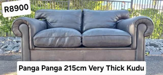 Fat Armed Panga Panga Kudu Sabi Leather Large 3 Seater Genuine Leather Couch Timberland Storm Colour