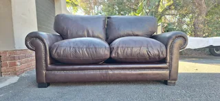 185cm Coricraft Afrique Petite Range Leather Couch in Milano Dark Brown 2 seater Genuine Leather