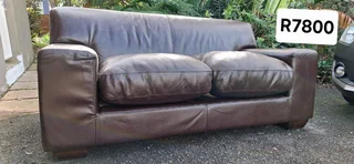 Coricraft 2 Seater Leather Couch Petite Kariba In Milano Brown Colour 180cm Long