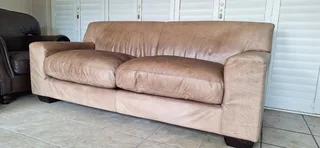 215cm Coricraft Kariba 3 Seater Leather Couch Toffee Color Modern Styled Square Arms