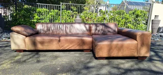 Stylish Coricraft Genuine Leather L Shape Couch Righthf Phantom Slope Zambezi Walnut Brown