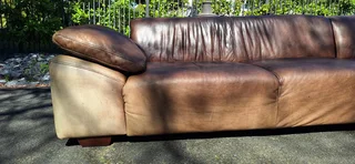 Stylish CORICRAFT Genuine Leather L Shape Couch RightHF Phantom Slope Zambezi Walnut Brown