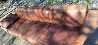 Stylish CORICRAFT Genuine Leather L Shape Couch RightHF Phantom Slope Zambezi Walnut Brown