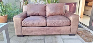 Coricraft Full Leather Zambezi Tan Brown Petite Lodge 2 Seater Couch 170 Cm