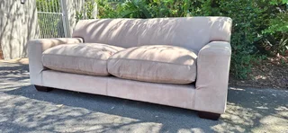 215cm CORICRAFT KARIBA Large 2 Soft Seater Leather Couch Sand Brown