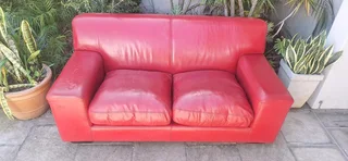 CORICRAFT 2 seater Leather Couch Kariba in Oxblood merlot Red Colour Genuine Leather 180cm