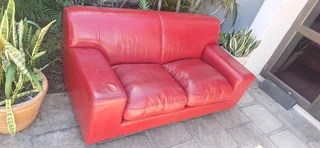 CORICRAFT 2 seater Leather Couch Kariba in Oxblood merlot Red Colour Genuine Leather 180cm