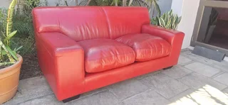 CORICRAFT 2 seater Leather Couch Kariba in Oxblood merlot Red Colour Genuine Leather 180cm
