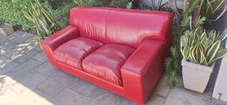 CORICRAFT 2 seater Leather Couch Kariba in Oxblood merlot Red Colour Genuine Leather 180cm