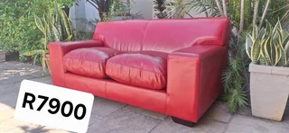 Coricraft 2 Seater Leather Couch Kariba In Oxblood Merlot Red Colour Genuine Leather 180cm