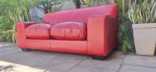 CORICRAFT 2 seater Leather Couch Kariba in Oxblood merlot Red Colour Genuine Leather 180cm