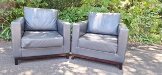 KLOOFTIQUE Inspired 1 Seater Armchairs Full Leather Graphite Grey colour 4k each