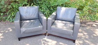 KLOOFTIQUE Inspired 1 Seater Armchairs Full Leather Graphite Grey colour 4k each