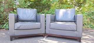 Klooftique Inspired 1 Seater Armchairs Full Leather Graphite Grey Colour 4k Each