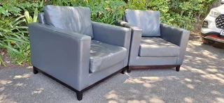 KLOOFTIQUE Inspired 1 Seater Armchairs Full Leather Graphite Grey colour 4k each