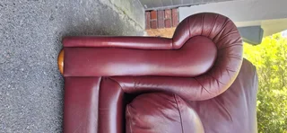 3 seater Full Leather Slanted styled Couch Burgundy Colour
