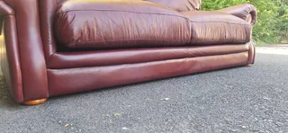 3 seater Full Leather Slanted styled Couch Burgundy Colour