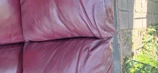 3 seater Full Leather Slanted styled Couch Burgundy Colour